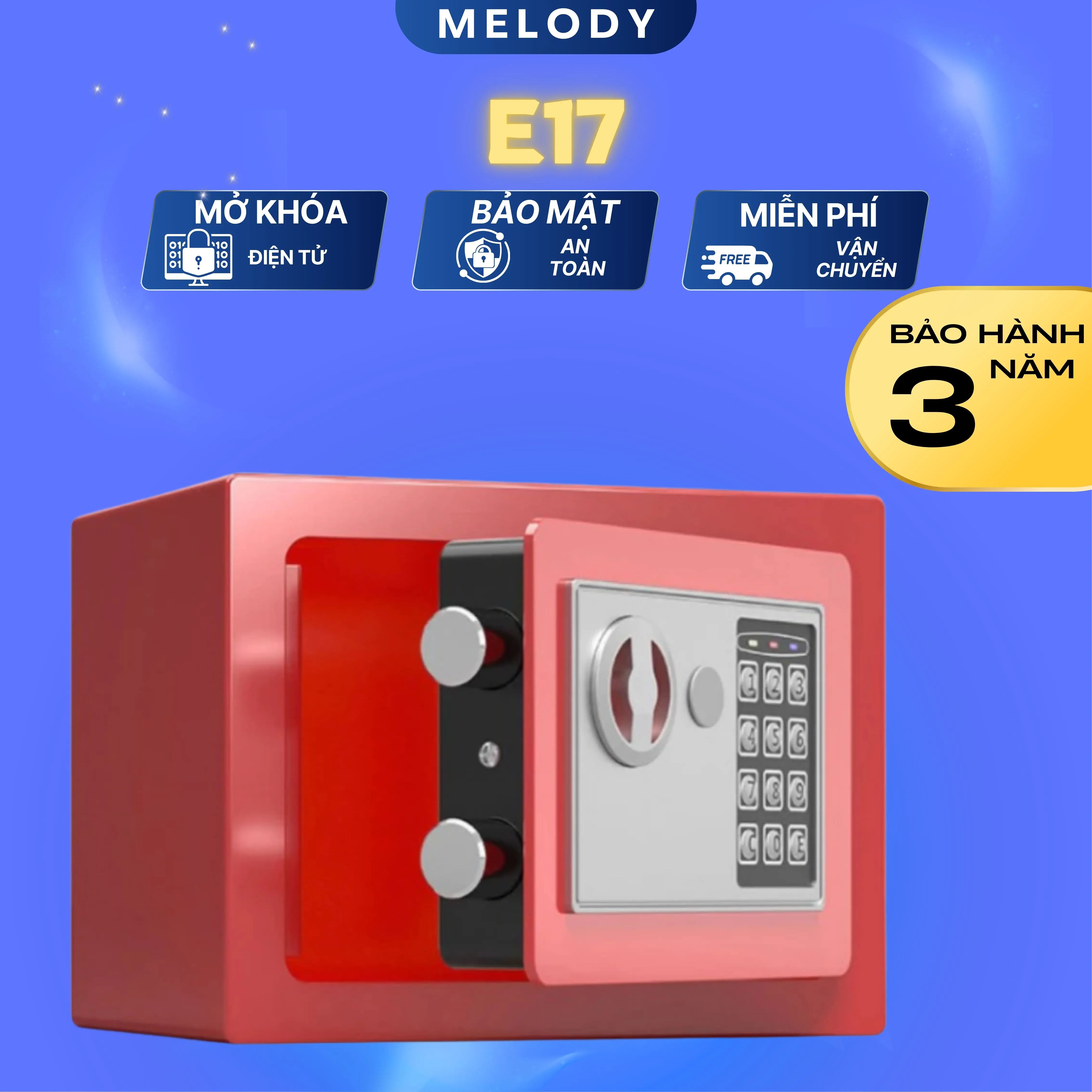 Két sắt mini E17, Két sắt mini an toàn bảo mật khóa điện tử chống trộm, chống cháy nổ