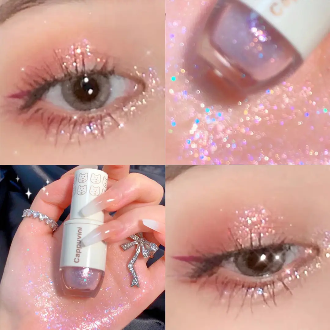 Cappuvini Bear bowling liquid eyeshadow Glitter pink mermaid pearl tears Starry liquid eyeshadow Makeup Cosmetic douyin  lashes