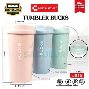 Clio Tumbler Bucks 600ml Plastik PP5 BPA Free untuk Segala Usia 3 Varian Warna Cantik BottlesCode 5015 Kitchenware tidak ada sedotan