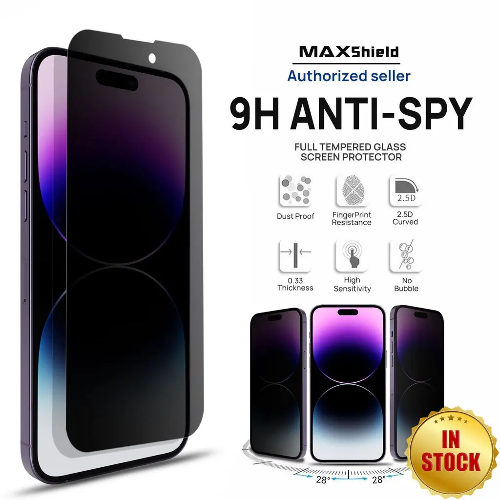 1Pack MaxShield Privacy Glass For Apple iPhone 16 15 14 11 12 13 Pro Max XS XR XS MAX 7 8 Plus Mini Anti-Spy Glass Screen Protector Film