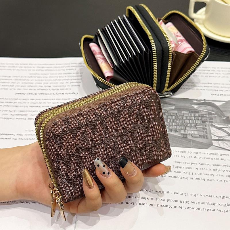 Ví da nữ mini đựng thẻ 2 ngăn cầm tay khóa kéo phong cách Hàn Quốc xanh