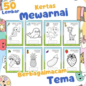 50 Lembar Kertas Mewarnai Ukuran A5 Beserta Contoh, Melatih Kreativitas Anak