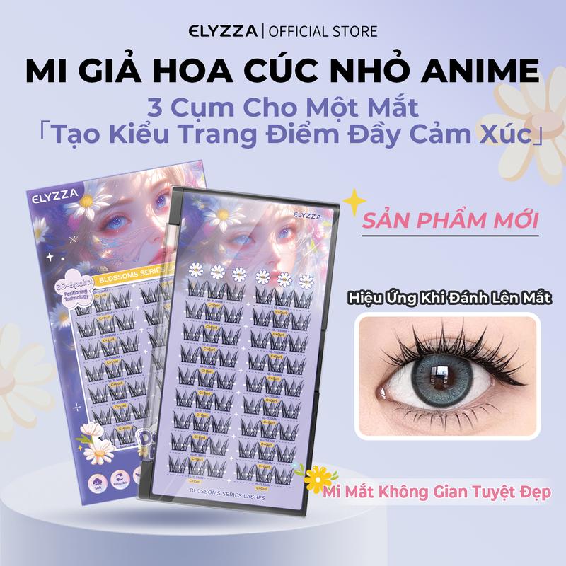 Mi Giả Hoa Cúc Nhỏ Anime ELYZZA Lông Mi Siêu Nhẹ & Tự Nhiên Nối Mi Cong C-D Mi Sợi 10-11.5mm Mi Cụm Dễ Dán Có Thể Sử Dụng Được Nhiều Lần