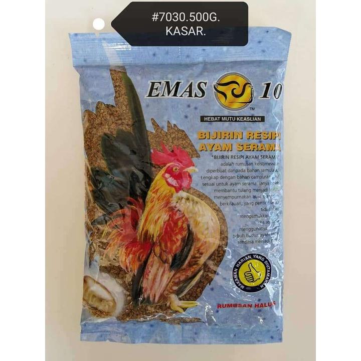 Emas10 Ayam Serama Chicken Feed 500gram 7030 Coarse Makanan Kasar