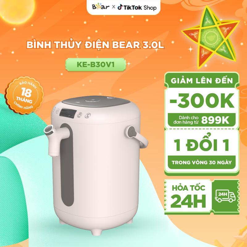 [Ưu Đãi Sốc] Bình Thủy Điện BEAR Bình Thủy Giữ Nhiệt Bình Đun Nước Nóng Khử Clo Siêu Tốc An Toàn Chính Hãng KE-B30V1