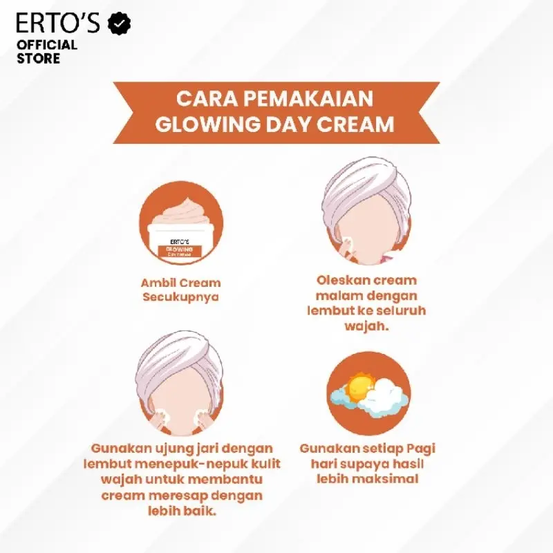 Ertos Glowing Day Cream Semua Jenis Kulit Hitam Mencerahkan Perawatan Wajah 6