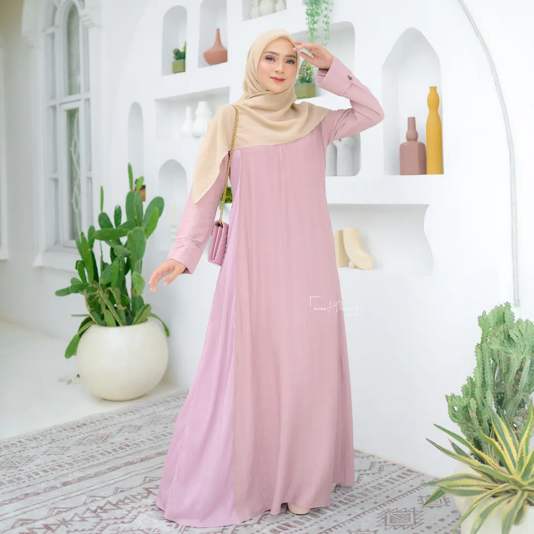 Hameeda Pleats Dress Vol 2 Model Terbaru Bahan Linen dengan Pleats Cantik Mewah