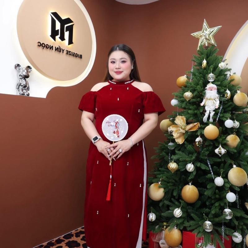  ÁO DÀI YẾM NHUNG NƠ ĐÁ BIGSIZE YẾN NGỌC Thông thường Nữ Women Dress L- XL- XXL Đỏ 