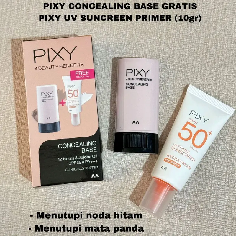 PIXY Concealing Base Bandid Gratis Pixy UV Sunscreen Primer/ Concealer/ Foundation/ Wajah/ Aging/ Menyamarkan Noda/ Wajah/ Kering 3