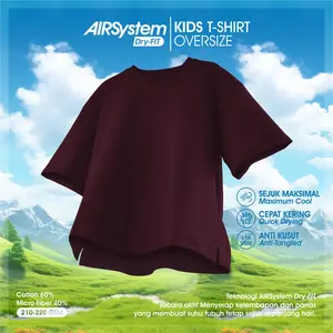 Kaos Anak Oversize T-Shirt Quick Dry Fit AIRSystem Lite Cotton Micro Danbowl CMGKIDS Burgundy Fashion Unisex