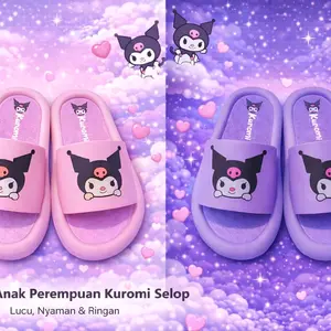 Sandal Anak Perempuan Kuromi Selop | Sandal Lucu Anak | Nyaman dan Ringan | Produk Rumahan  Shoes