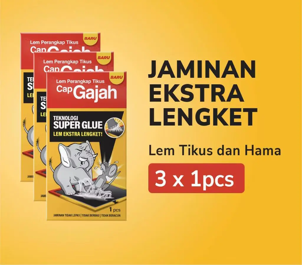 Lem Perangkap Tikus Cap Gajah 75gr (isi 3)