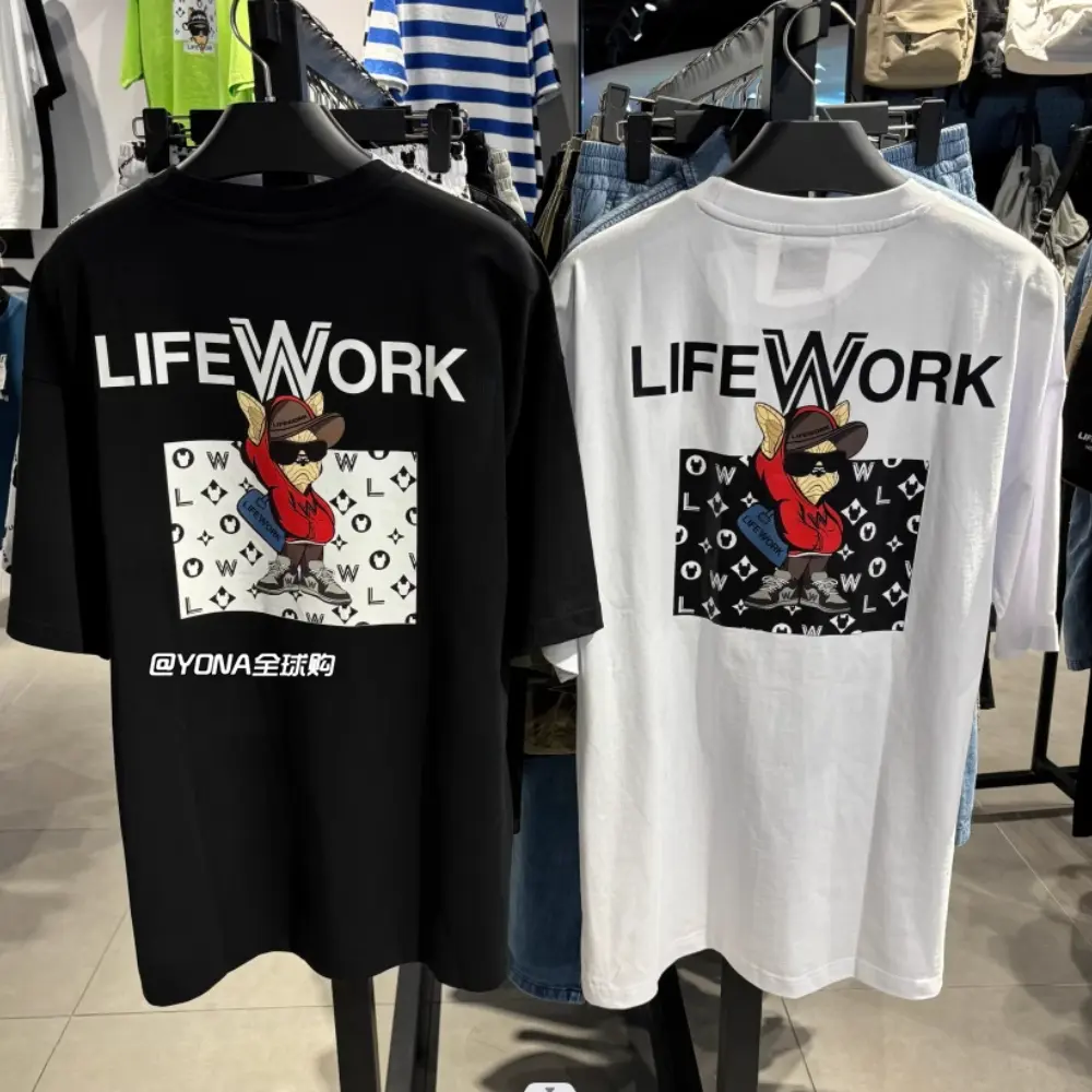 LIFEWork new men's and women's cute large logo round neck short sleeved T-shirt TS421