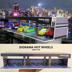 Diorama Parkir Hotwheels Area Basement Skala 1:64 Berlampu Diecast Mobil