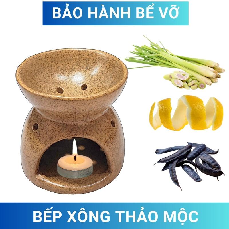 Bếp gốm đốt nến xông bồ kết vỏ cây thảo mộc đèn xông tinh dầu hương thơm phòng đuổi muỗi mã 25015