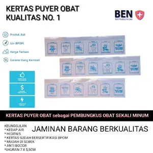kertas puyer obat press logo kartun biru Wadah Pil