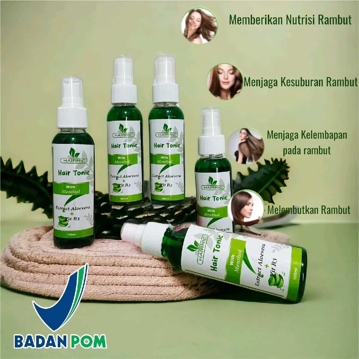 Hair Tonic ekstrak Aloevera Lidah Buaya plus Vitamin B3 ORIGINAL BPOM penyubur rambut penumbuh rambut