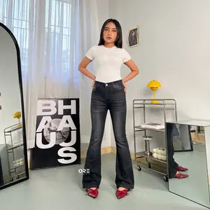 ORE - CB K1LB3 Cutbray Jeans Wanita Highwaist Strech Washed Slim-fitting Celana Panjang Denim Basic