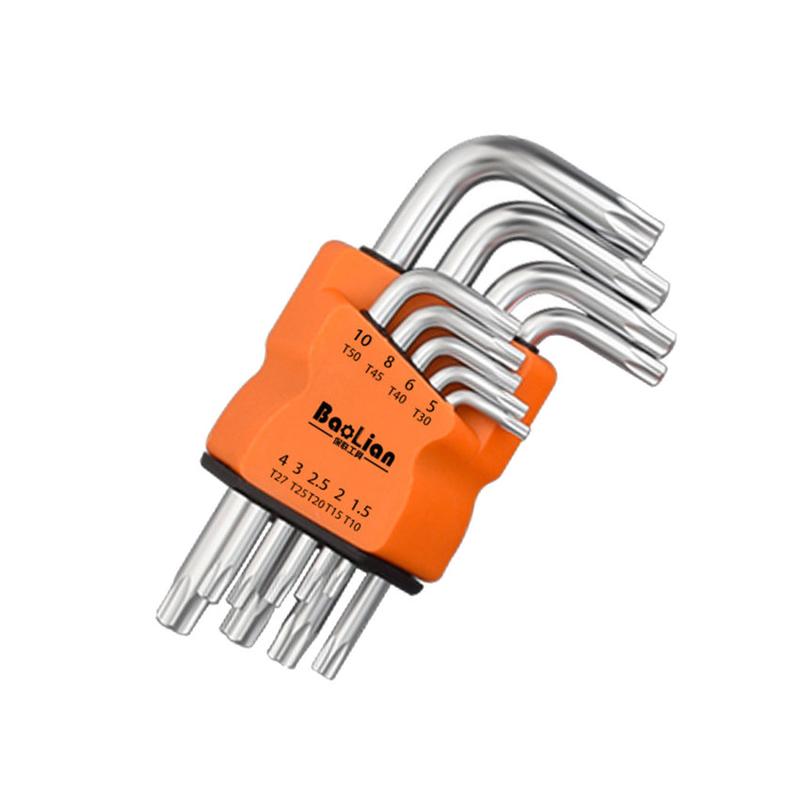 9Pcs Torx Star Wrench Kits Set Allen Keys Hexagon Hex Head Spanner Keys Set Double End L Type Star Screwdriver Hand Repair Tools 2