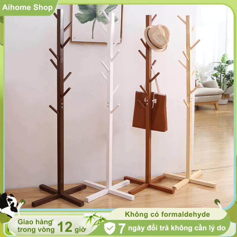  AI Cây Treo AIhome Quần Áo Đứng Gỗ Thông Móc Quần Áo Gỗ Thiết Kế Lắp Ráp Hiện Đại Trang Trí Nhà Cửa 