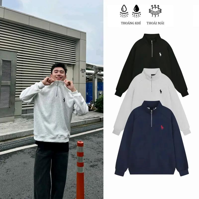 Áo Sweater KATINOS 68 Chất Nỉ Hai Da Form Rộng Cổ Kéo Khóa Thời Trang Thoải Mái Phong Cách Hiện Đại