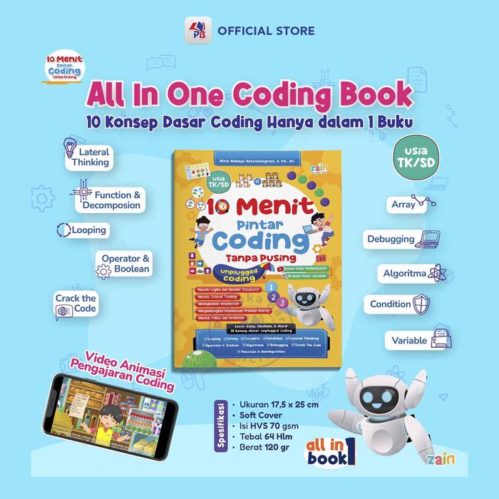 Gambar Buku Coding Anak / 10 Menit Pintar Coding Tanpa Pusing Untuk Usia TK/SD / ZAIN / AQWAM – ZN dari Pustaka Baru Press Kab. Bantul Tokopedia