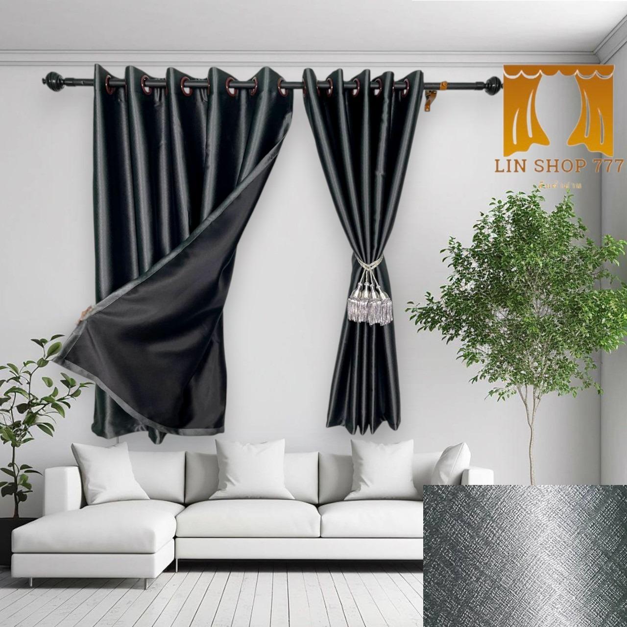 LIN SHOP 777 ม่านประตูตาไก่ ขนาด 100x135 ซม. สีดำ ป้องกันแสงแดดและรังสี UV ผ้าหนาทนทาน ลวดลายพิมพ์คุ