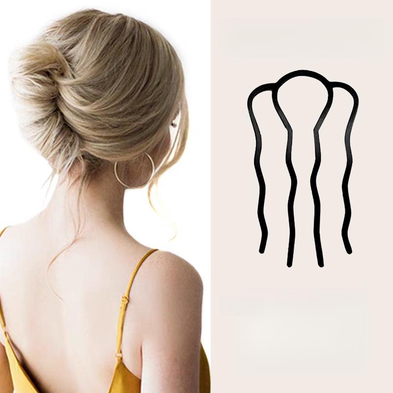 Product Introduction of Kẹp Tóc Hình Chữ U, Thiết Kế Đơn Giản, Dành Cho Nữ, Với Búi Tóc Sáng Bóng, Dụng Cụ Tóc Hữu Ích, Kèm Lược, Thiết Kế Sau Đầu, JIAO2YUE 4