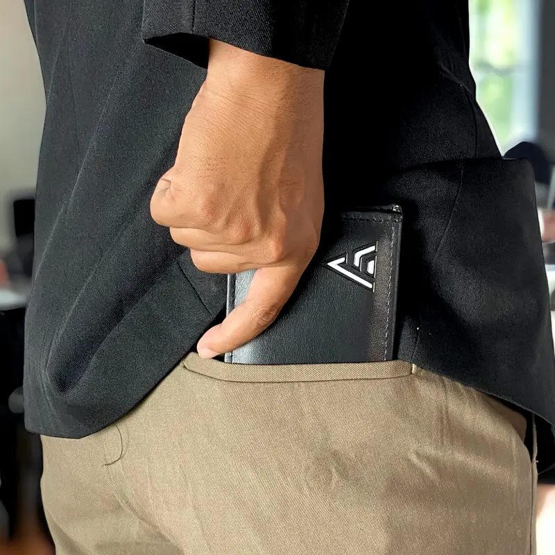 Dompet Pria Kulit Sintetis Premium Aflah D01 - Hitam Cowok Kartu Uang 3