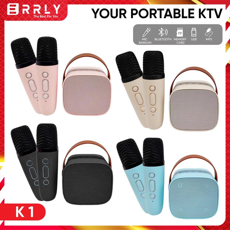 Karaoke Speaker Bluetooth Wireless ERRLY K1 Set MINI Speaker Karaoke Microphone 2Mic / 1mic All In One 0