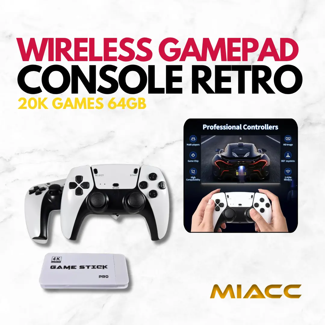 SJGAM Game Console Retro Classic 20K Games 64GB with Wireless Gamepad - M15 Plus - White