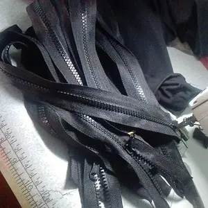 resleting jaket vislon bolak balik gigi kasar tebal isi 12 pcs Hitam