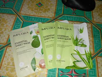 Product Review of Findt it Store - Implora Essential Sheet Mask | Masker Wajah | Moisturizing | Acne Control | Pore Care | Anti Aging | Brightening Acid Ceramide Extract Niacinamide Avocado  Mencerahkan Mengencangkan Lemon Hydrating Hyaluronic Vitamin  Arbutin komedo green from p**t 🔪**🩹 0