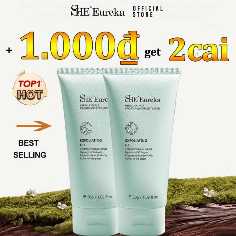 【 +1.000₫Get 2PCS  SHE Eureka Exfoliating Gel làm sáng da 50g Làm sạch da phục hồi chăm sóc da Gel tẩy tế bào chết cho da mặt 50g + 50g