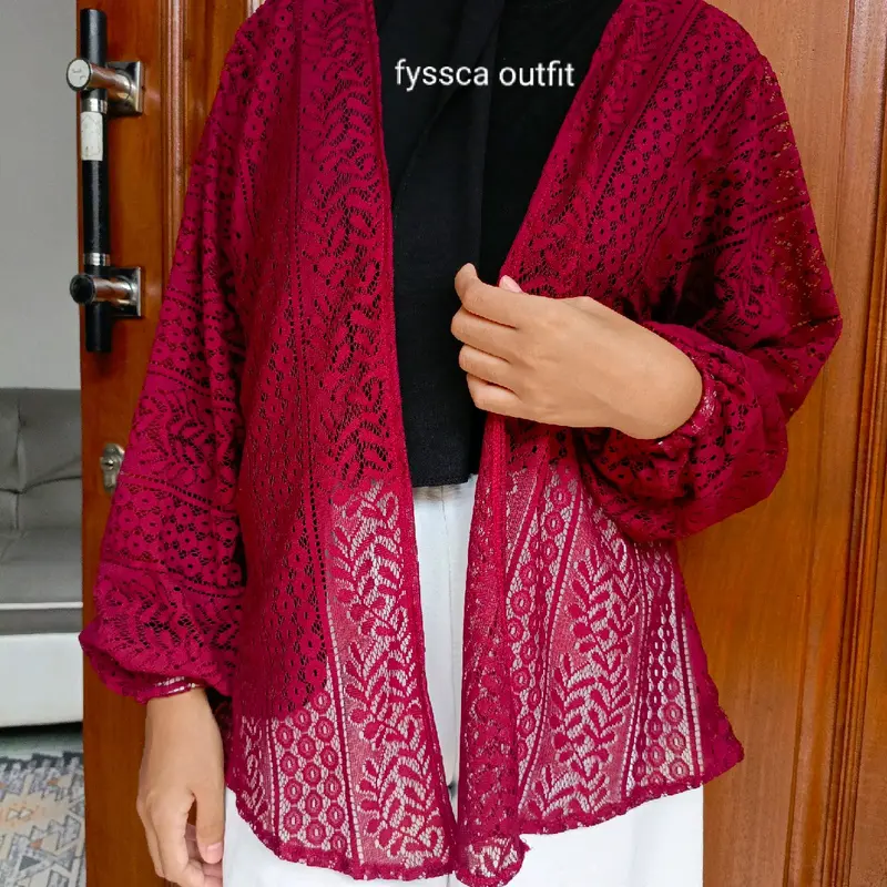 malika vest / rompi brokat / kardigan outer brokat 1