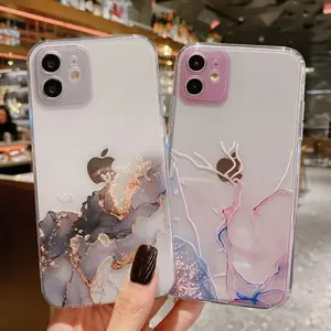 Softcase TPU Bening Transparan Motif Watercolor Untuk iPhone 11 12 13 14 15 PRO MAX X XS XSMAX XR 7/8 PLUS MINI