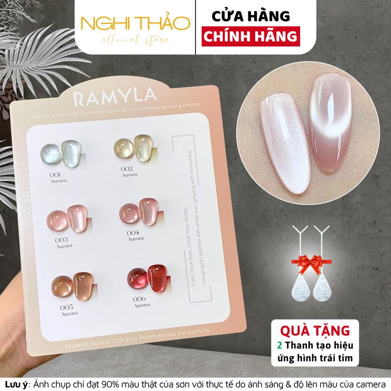Set sơn gel mắt mèo cực quang RAMYLA 6 màu[Tặng thanh tạo mắt mèo trái tim]