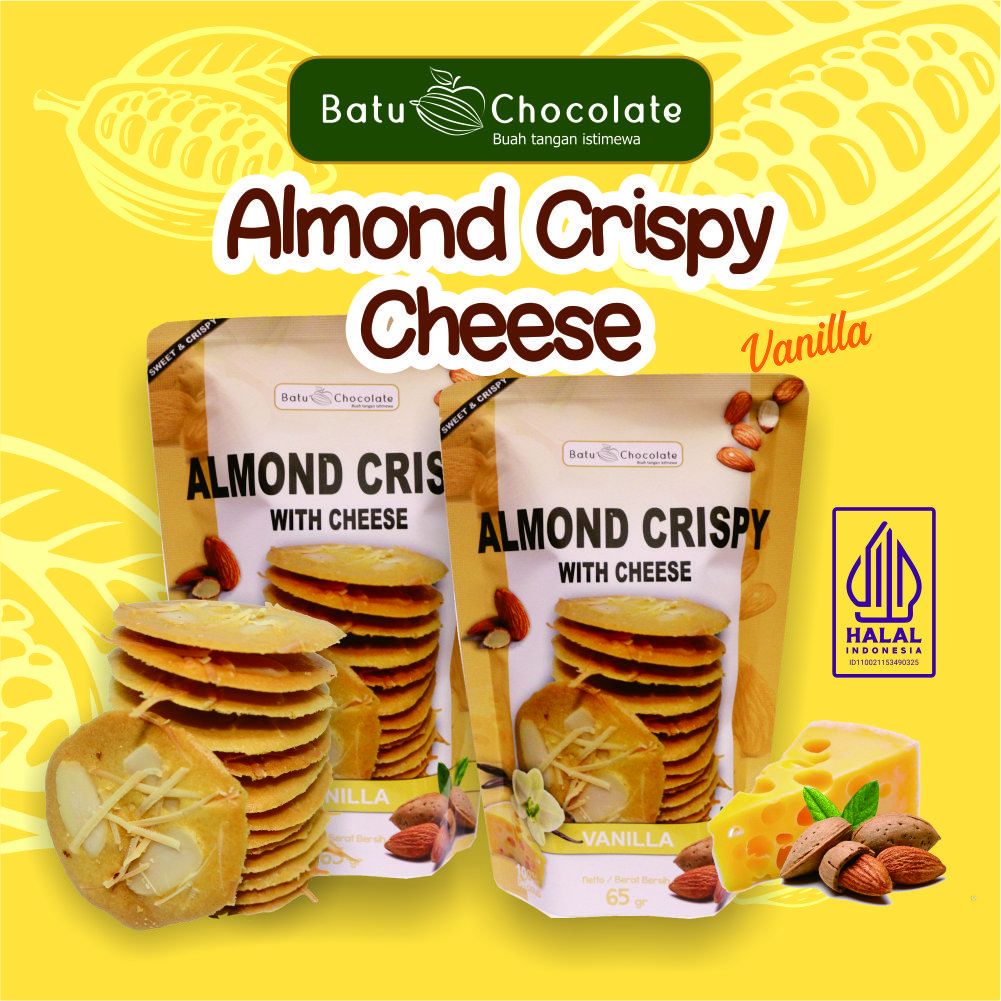 Almond Crispy Cheese Vanilla - Batu Chocolate - Oleh oleh Khas Malang Batu
