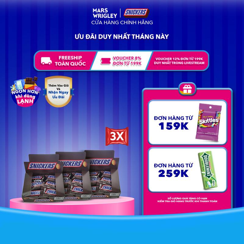  Combo 3 hộp Kẹo Socola Snickers  12 thanh x 20g  
