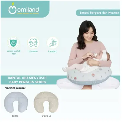 Omiland - Bantal Ibu Menyusui/Busui Bayi Bulat+Bantal Lengan Baby Penguin Series Original