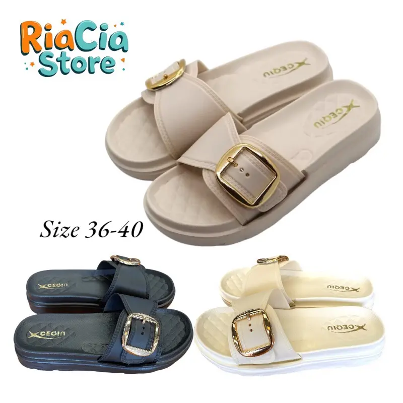 EH-58 | Sandal Selop Wanita Motif Terbaru | Slip On Wanita Masa Kini Modis dan Viral | Gesper bisa di Setel Ukurannya Sendal Shoes Karet
