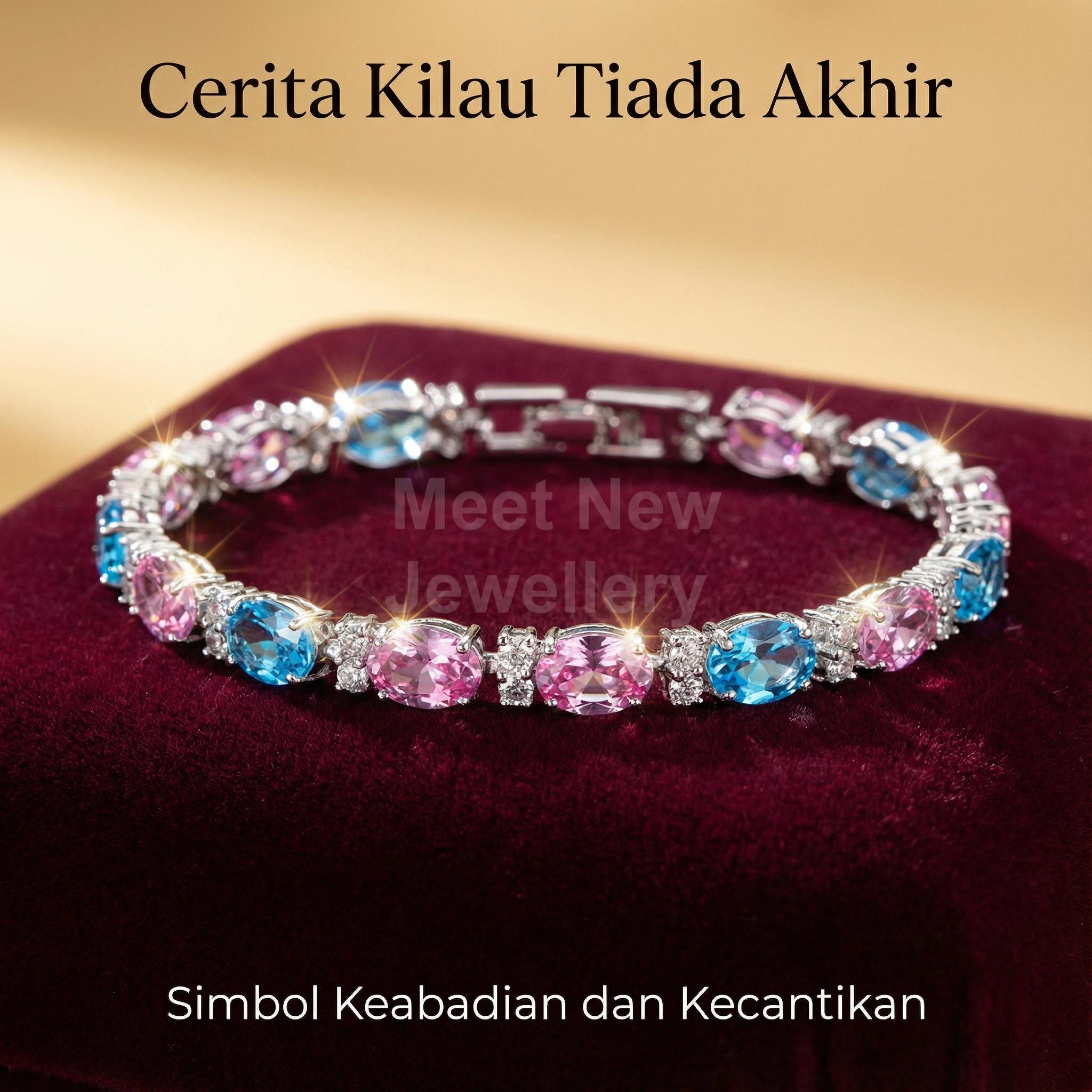 MNSG39 Aksesoris Musim Panas Gelang Zirkonia Berwarna Kristal Multiwarna Sederhana Perhiasan Elegan untuk Gaya Fashion