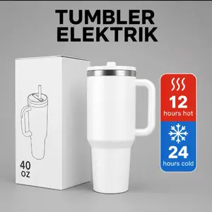 Tumbler Elektrik 40 oz - Menjaga Suhu Panas 12 Jam & Dingin 24 Jam - Praktis untuk Minuman Anda
