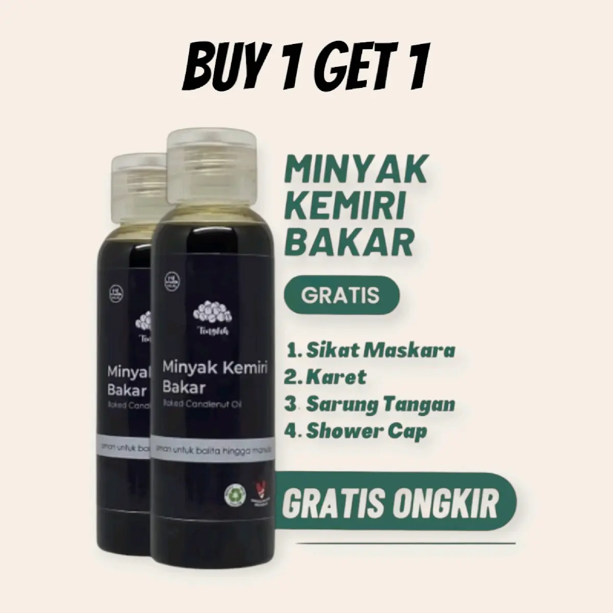 BUY 1 GET 1 Minyak Kemiri Bakar Perawatan Dan Nutrisi Rambut Alami Original Haircare