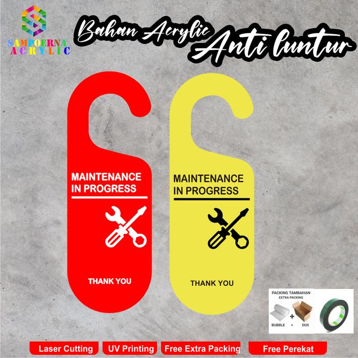 Gambar Door Signage Hanging Maintenance in Progress - Sign Office - MERAH    dari sampoerna acrylic Kab. Bogor Tokopedia