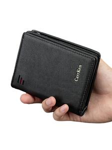メンズ ヴィンテージ ジッパー ショート ウォレット、マルチカードスロット、カジュアルでトレンディな高品質ウォレット