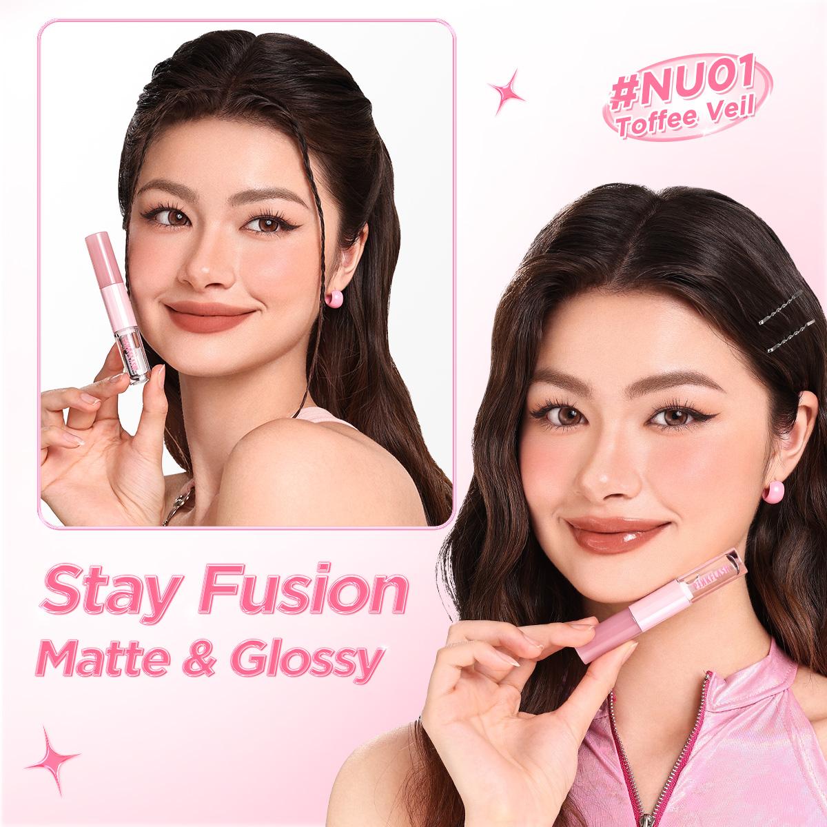 [Pinky]PINKFLASH Stay Fusion Matte & Glossy Lipstick Lasting Transferproof Waterproof Intense Coverage Lightweight Non-sticky 2 IN 1 LIPSTICK L31