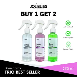 Buy 1 Get 2 JOLIBLISS Parfum 250ml LINEN SPRAY & ROOM REFRESHER ANTI BACTERIAL-Deep Ocean Royal Paris Sweet Vanilla Parfum Aroma Tahan Lama