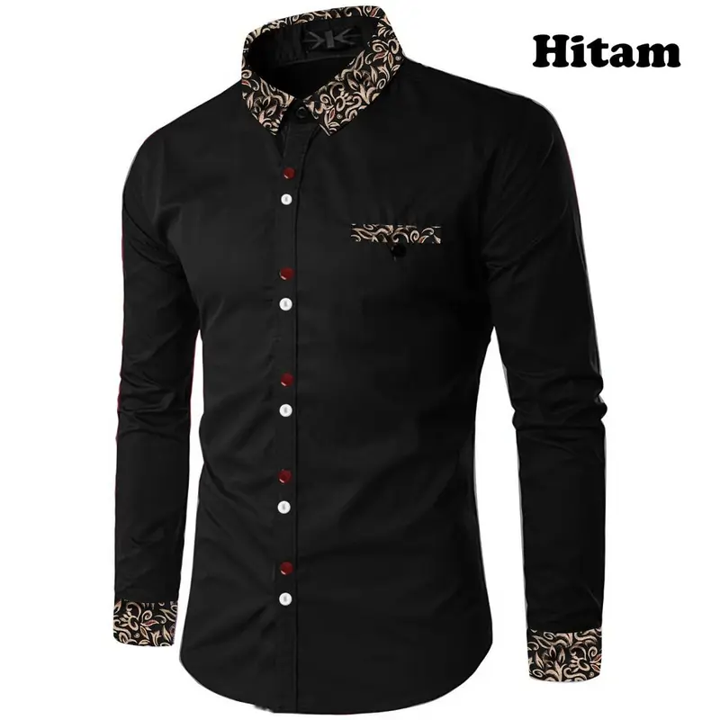 Kemeja pria RIKO lengan panjang-motif kombinasi batik-bahan katun toyobo-real pict 0