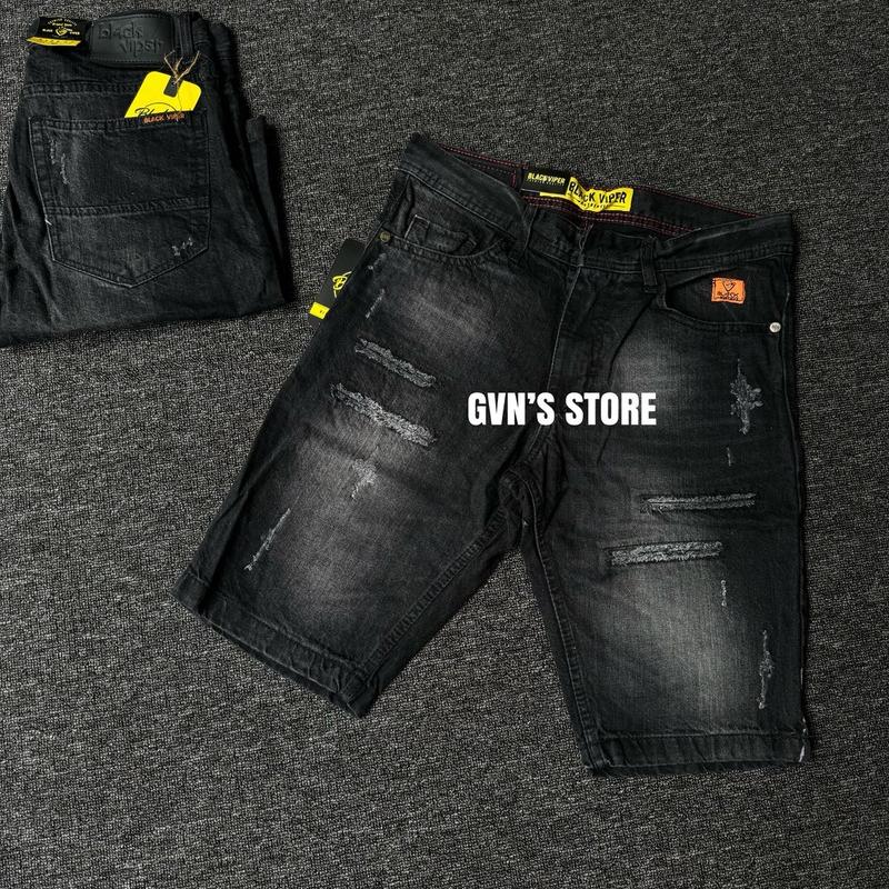 SiZE 28-33 [COD+GRATIS ONGKIR]Celana pendek Black viper terbaru motif catur slimfit denim distro santay starboy Jeans Tebal Lembut Stretch Pria Cowok Santai  Keren denim outfit 6
